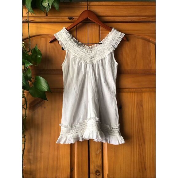 Agaci Cotton Race And Ruffle Blouse Size S - Picture 3 of 8